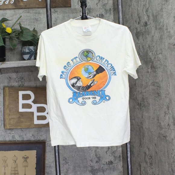 Heft Mens Vintage Alabama Pass It On Down Tour 90s Band Tee White M - Picture 1 of 5
